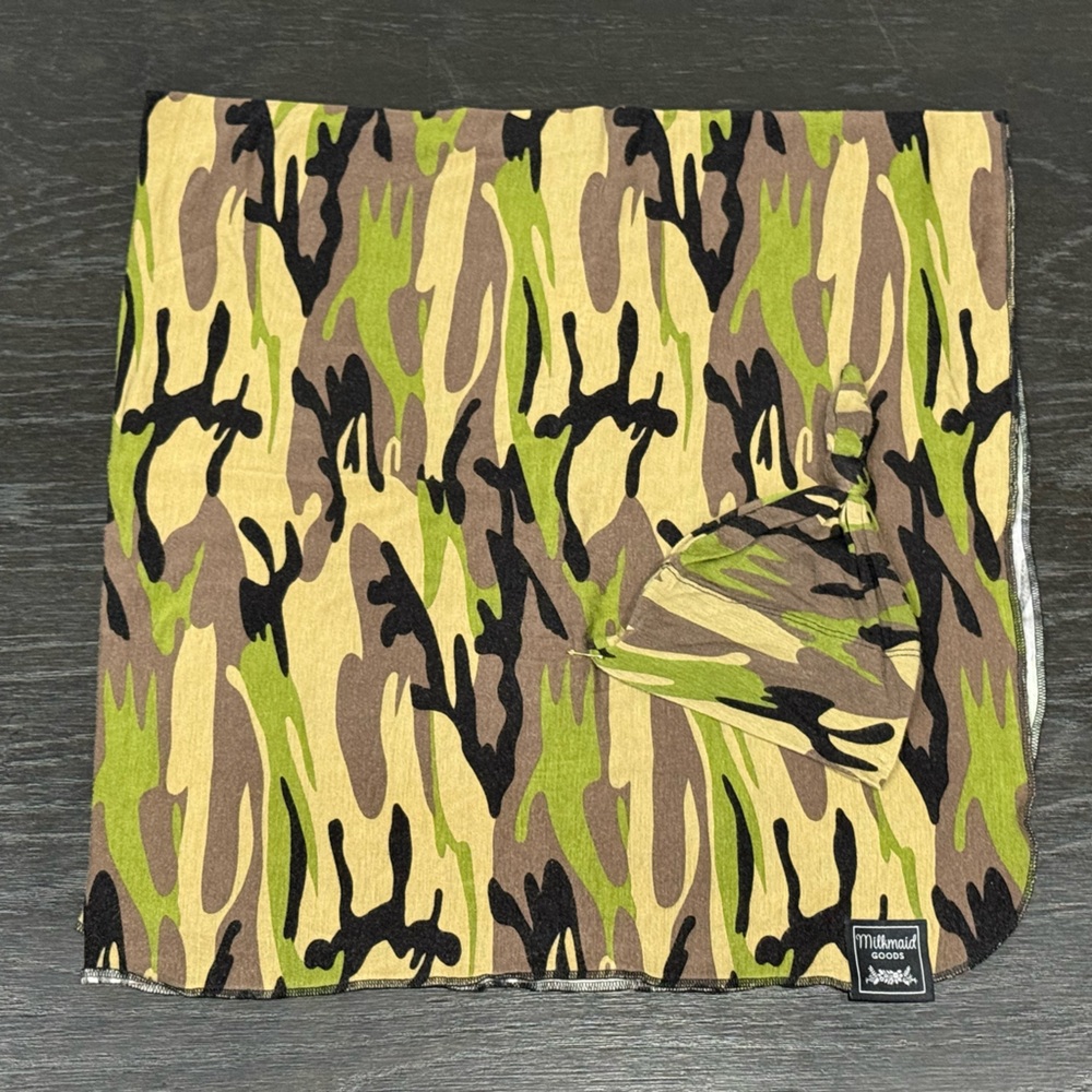 Milkmaid Goods Camouflage Print Baby Swaddle and Hat Set